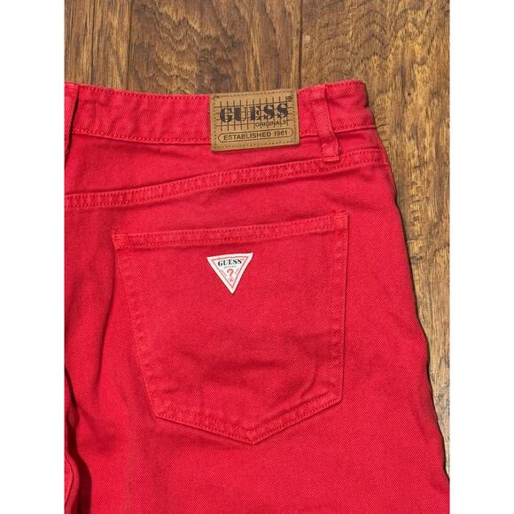 GUESS ORIGINALS Vtg 90's Red BAGGY Wide-Leg 13" Leg Jean Y2K Skater- Size 32x32 - Picture 7 of 7